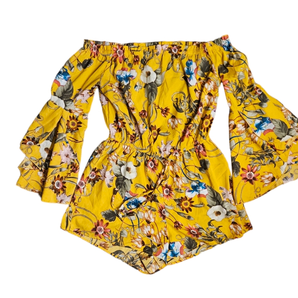 Yellow floral romper